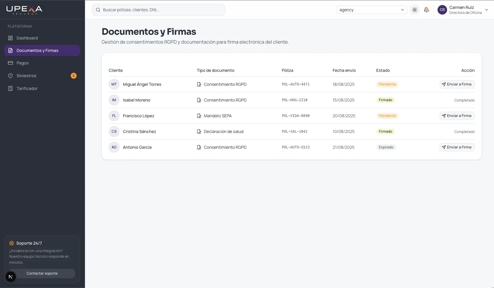 Gestión de documentos y firmas electrónicas en UPEXA