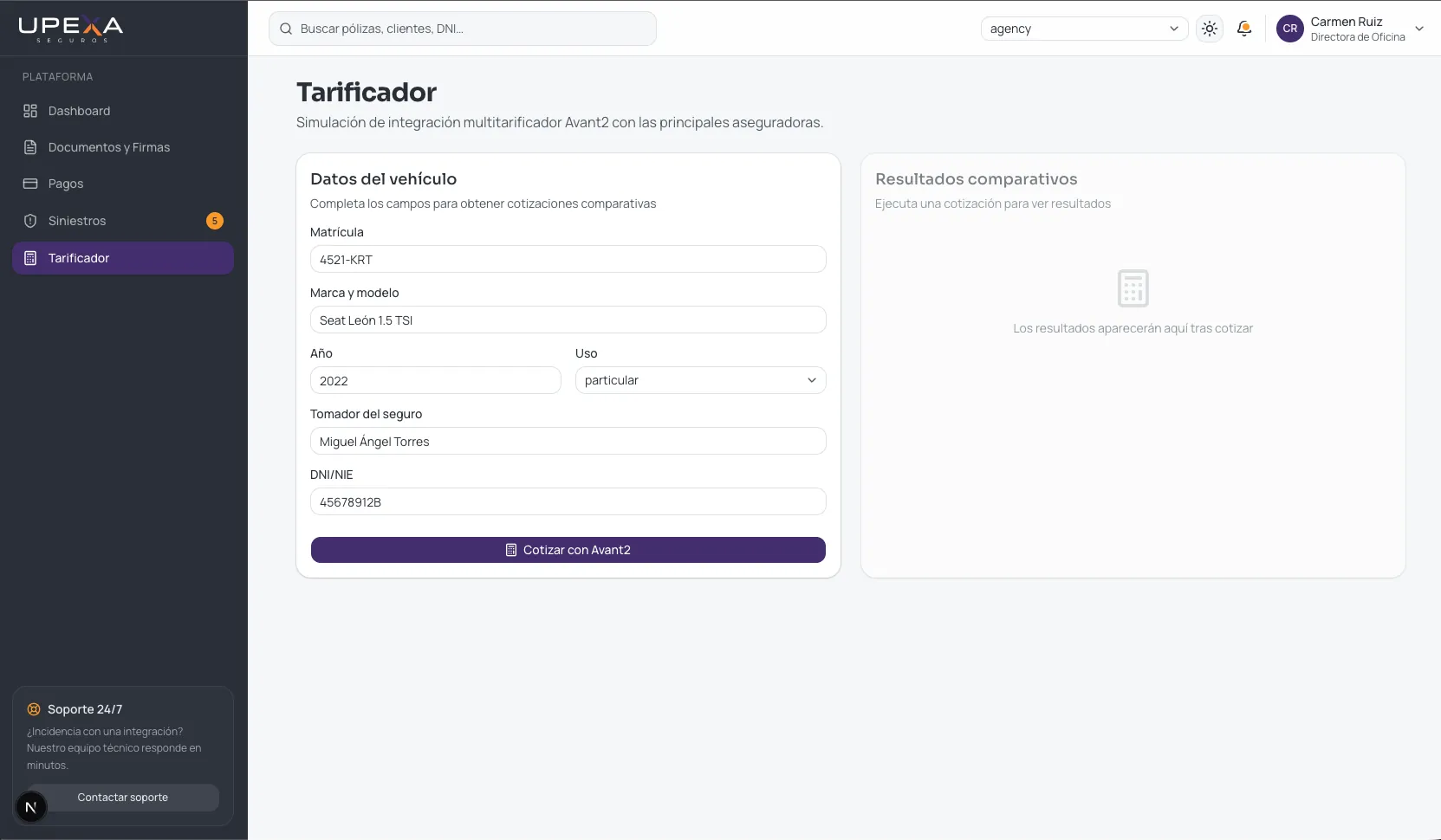 Tarificador multi-aseguradora de UPEXA